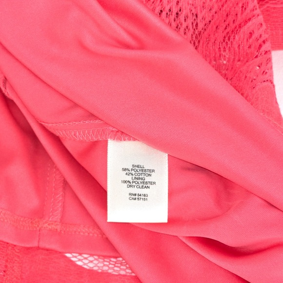 Eliza J Coral Sleeveless Lace Sheath Dress Womens 8 Scallop Hem Textured Overlay - Picture 5 of 16